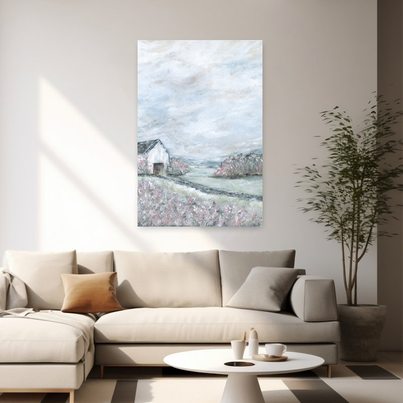Été, abstrait, paysage contemporain, architecture, art, H 60 po x l 40 po