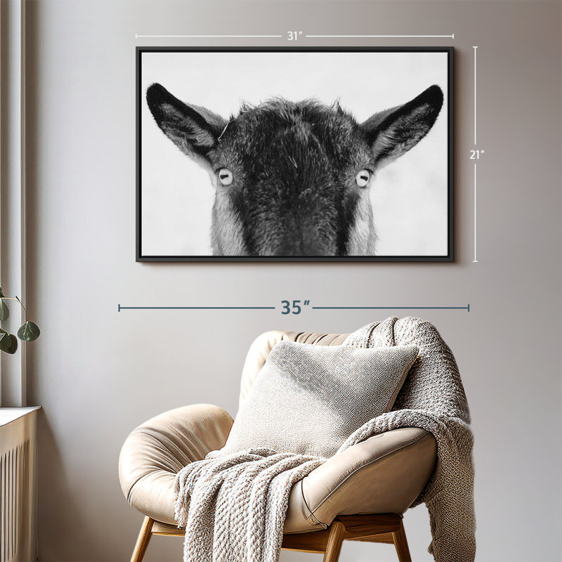 «Peeking Black Goat», art mural, H 21 po x l 31 po