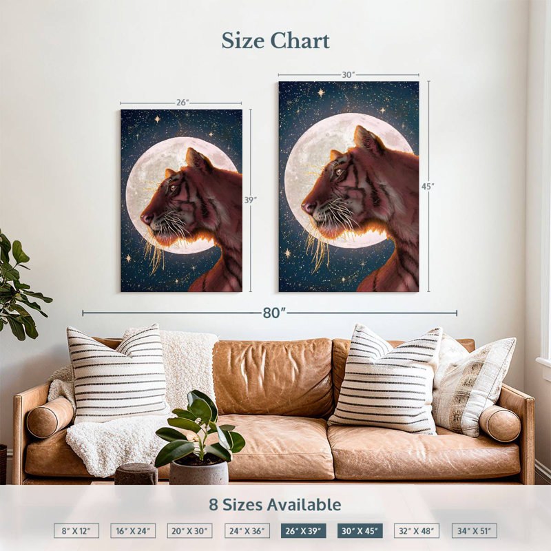 Brampt Moon And Tiger, 39" H x 26" W