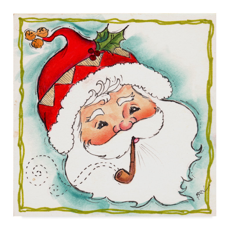 « père noël avec tuyau », art sur toile, H 14 po x l 14 po x P 2 po