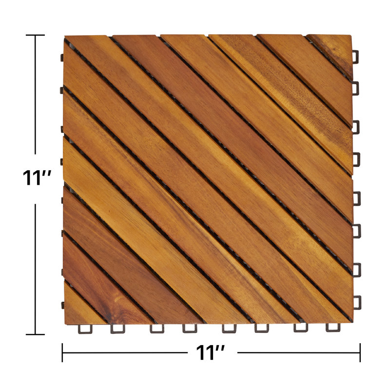 Carreau de terrasse à barreaux entrecroisés Dashiell à 12 diagonales (ensemble de 10 tuiles)