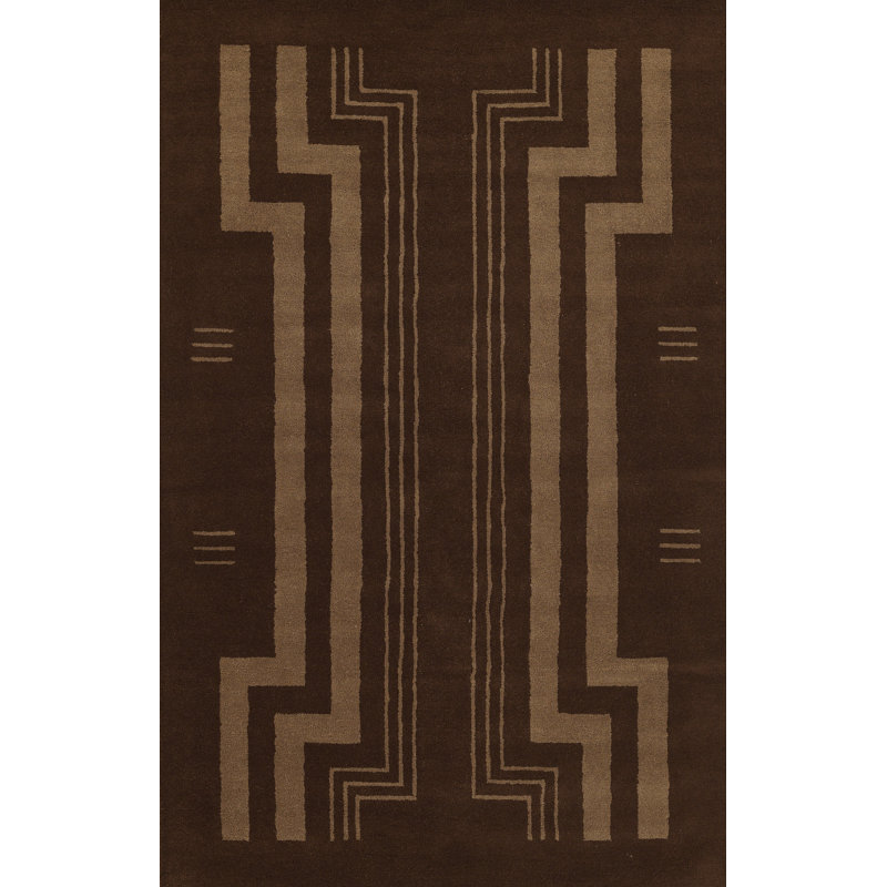 Hallum Hand Tufted Wool Geometric Indoor Rug, Rectangle 3'6" x 5'6"