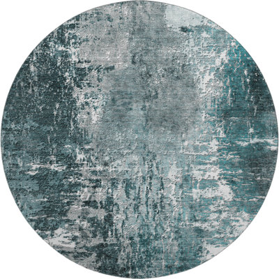Premium Machine Washable Prisco Teal Rug
