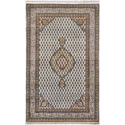 Hand Knotted Wool Area Rug in Cream/Beige/Rust
