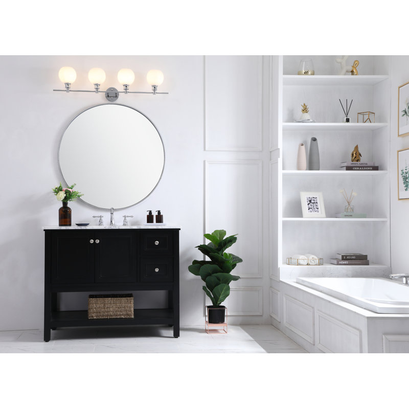 Éclairage pour meuble-lavabo en verre Drinkard, Transparent, Chrome, Quatre lumières