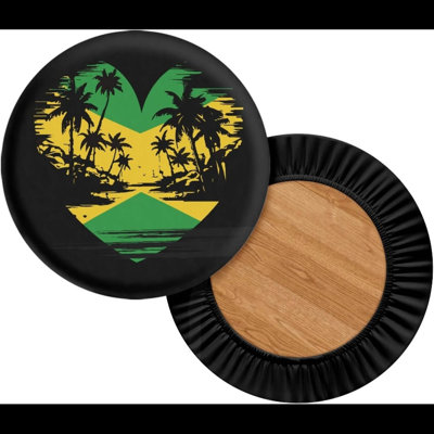 Jamaican Palm Tree Stretch Round Bar Stool Covers 2Piece Stool Cover Polyester Furniture Stool Slipcovers Washable,13-15Inch