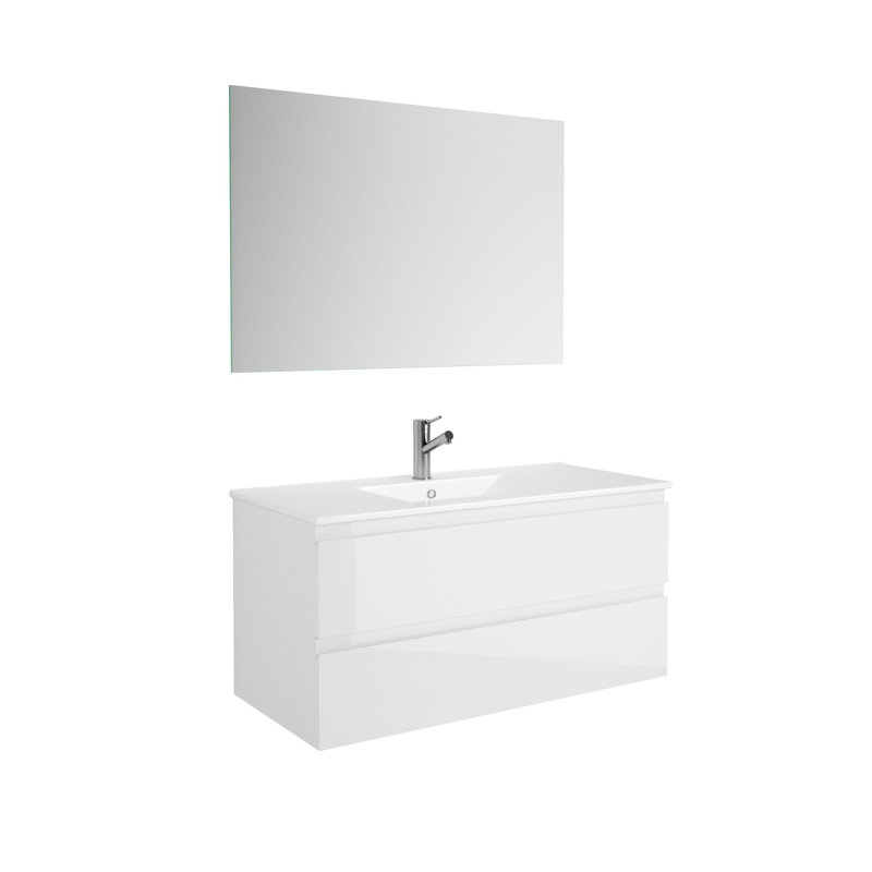 Pasadena 38.93'' Wall Mounted Single Bathroom Vanity Base Only, Glossy White