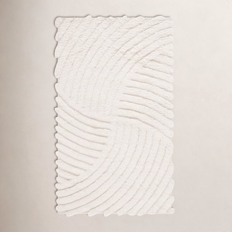 Tapis abstrait en laine fait à la main Abriel, Rectangle 4 pi x 6 pi