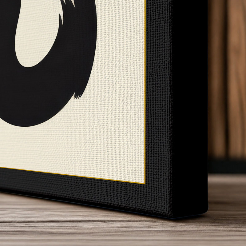 Cat in Repose Japandi - Wrapped Canvas, 24x16 - 61.0 x 40.6 cm, Black Border