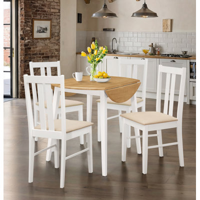 Ledbury Drop Leaf Round Dining Table With 2 Aston Chairs