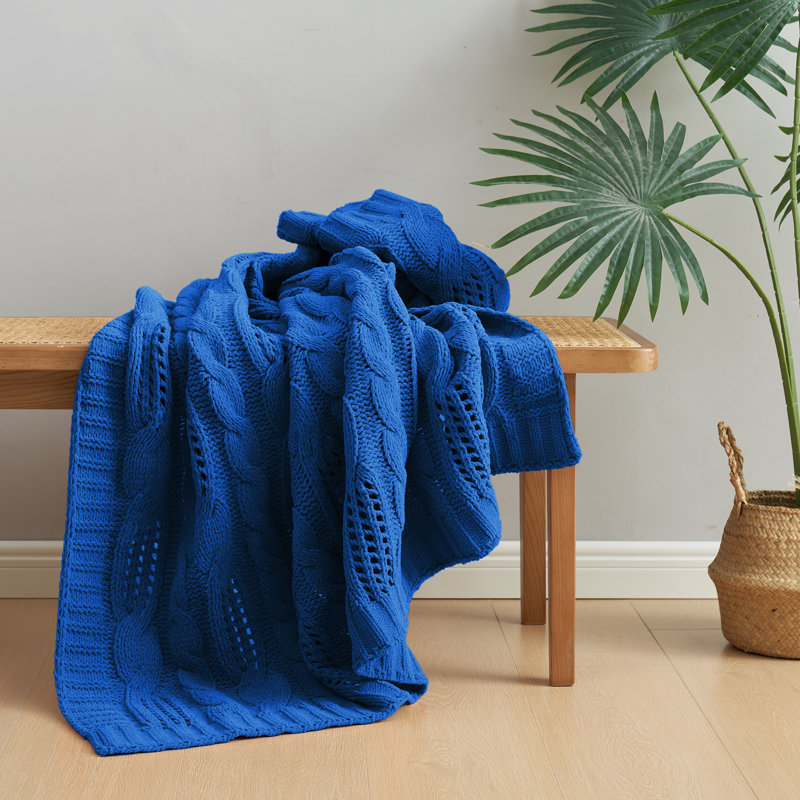 Jeté Elegant Chenille, Bleu, L 50 po x L 60 po