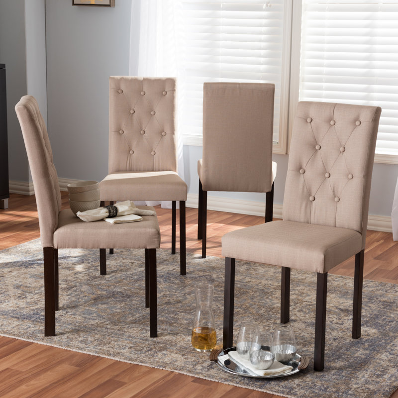 Doretha 19.09'' H Tufted Upholstered Side Chair, Beige