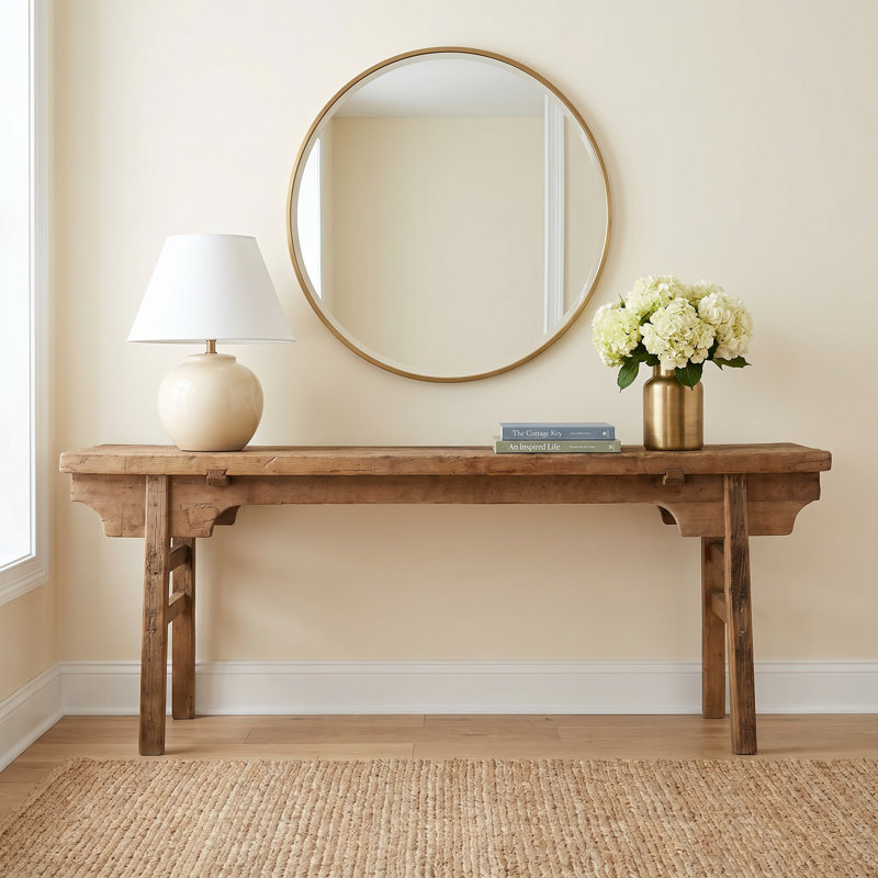 Kavilash Peasant 82" Wide Antique Elm Console, Natural