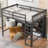 Twin Size Loft Bed with 8 Open Storage Shelves, Built-in Ladder, and Comprehensive Guardrails, Antique Grey
