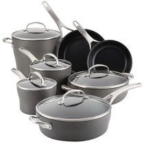 Anolon SmartStack Hard-Anodized Nesting Pots and Pans Cookware Set,  10-Piece, Black