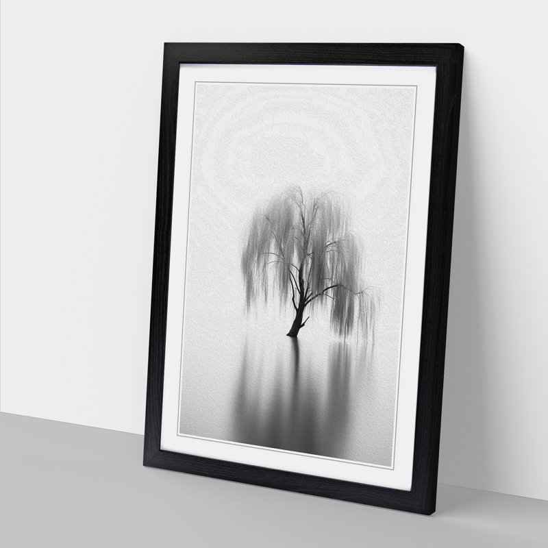 Weeping Willow Minimalism - Framed Print, 34cm H x 25cm W, Black Framed