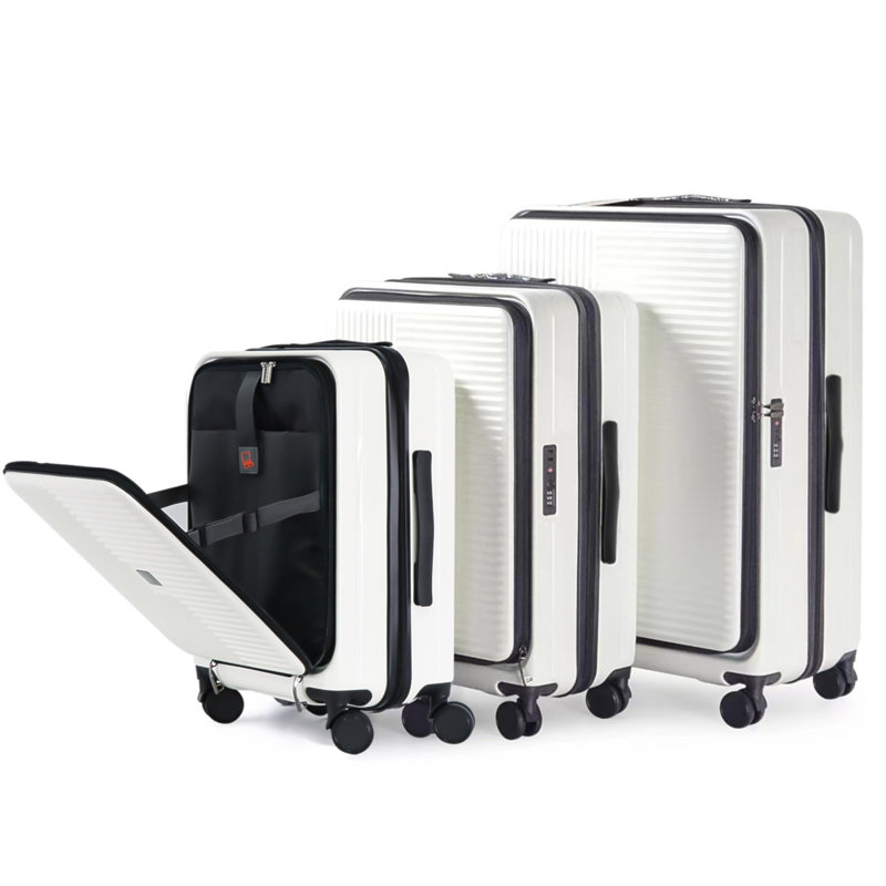 Luggage,With Front Opening,TSA Approved Lock,Hardshell Suitcase, Creamy White