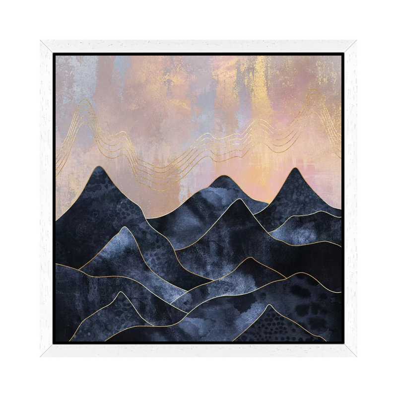 Mountainscape I - Print on Canvas, 45.72 cm H x 45.72 cm W, White Picture Framed
