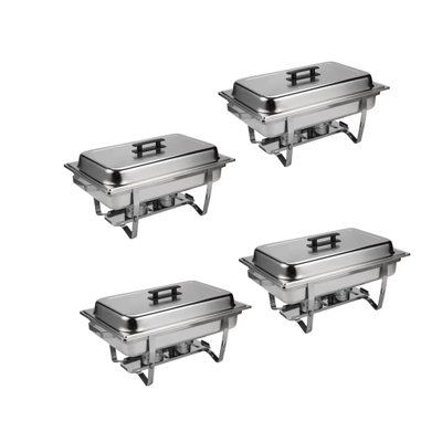 4 Set Stainless Steel Buffet Catering Dishes For Parties, Events & Outdoor Use