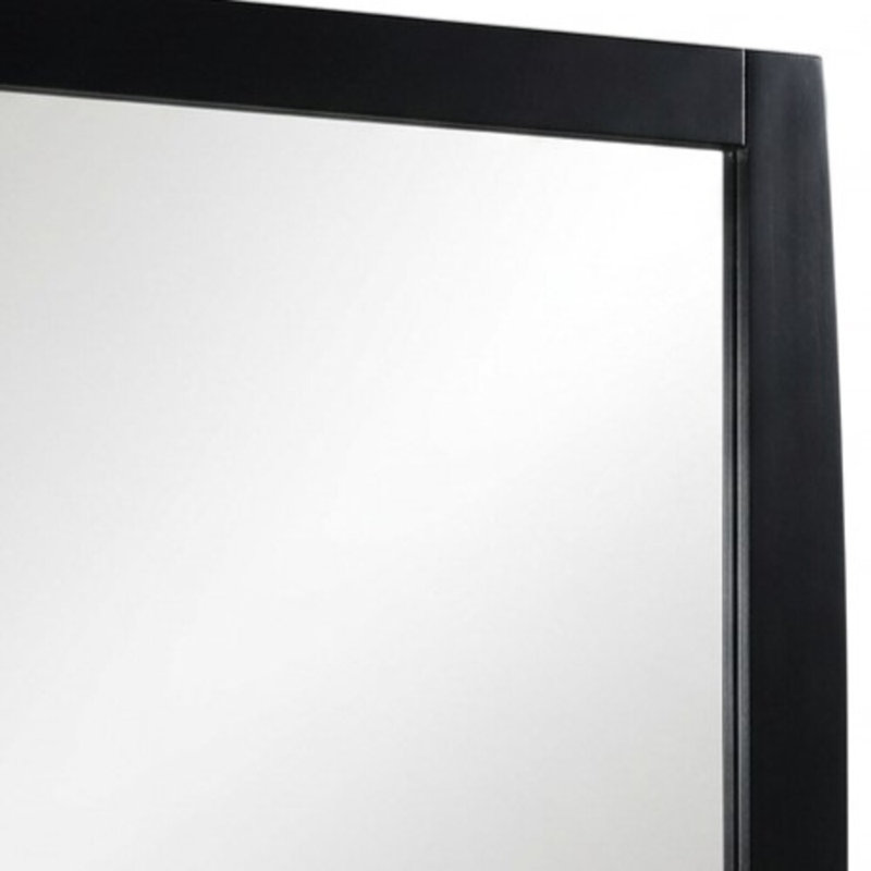 Marlee Glossy Black 32.38 In. W X 36 In. H Cottage Rectangle Wood Framed Mirror, Glossy Black