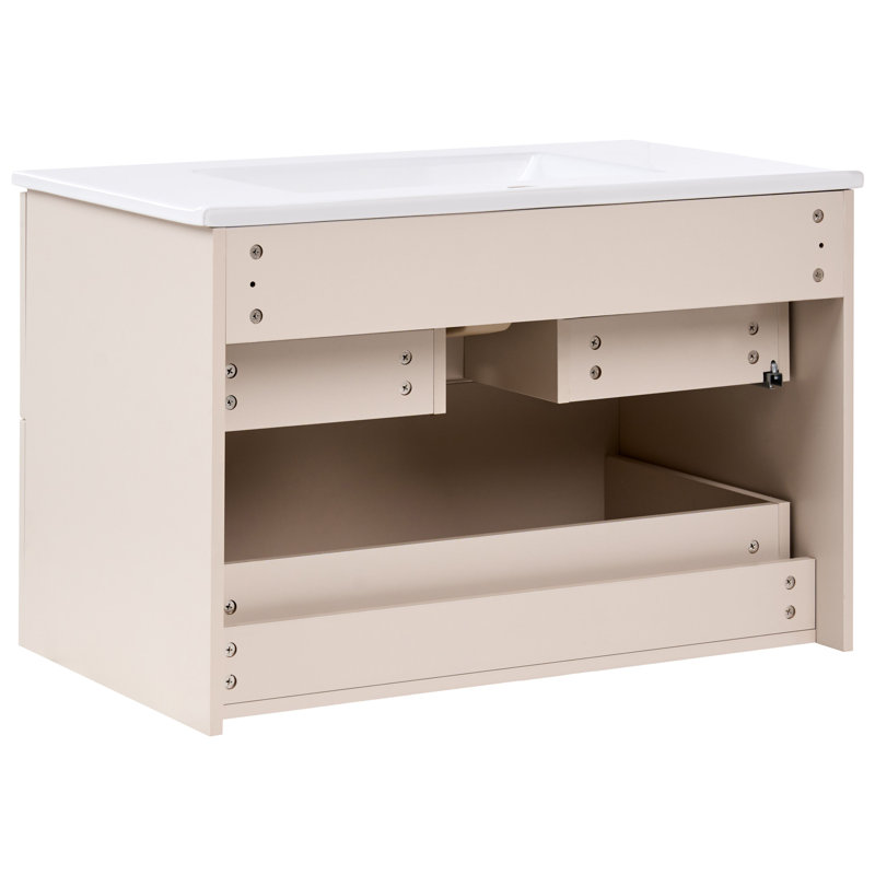 Watchet 80 mm Wall Mounted Single Vanity with Integrated Ceramic Basin