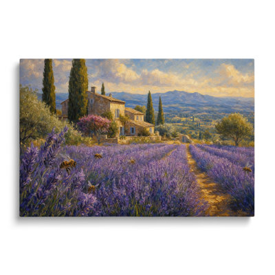 Reproduction sur toile d'un paysage provençal ensoleillé - 50 x 75 cm