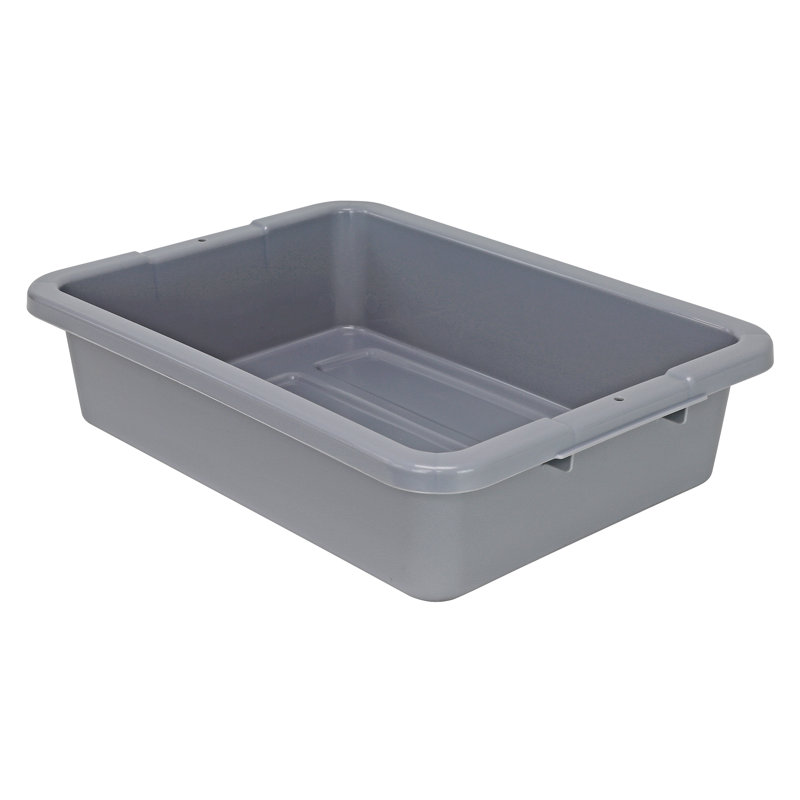Bussing Tub, ribbed bottom, polypropylene, NSF, case of 12, Gray, 5" H x 20" W x 15" D