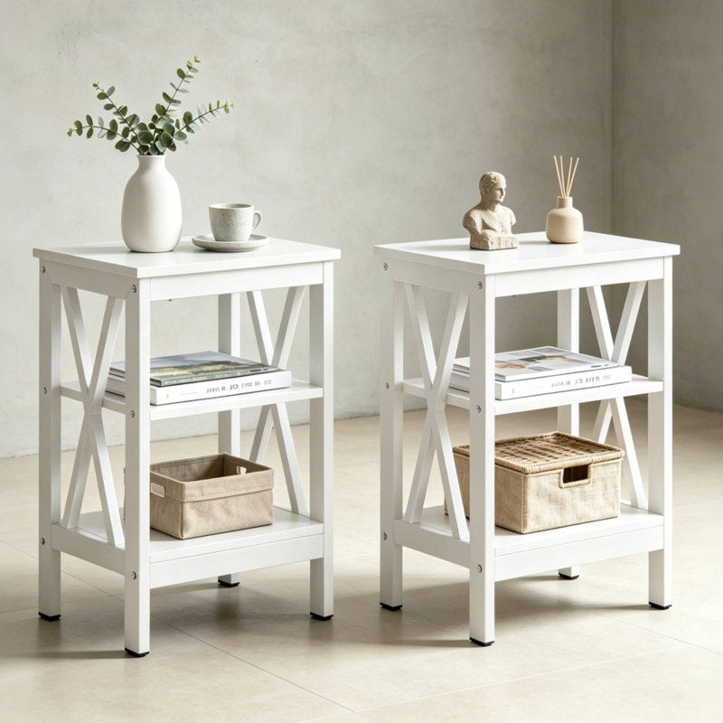 Morant End Table Set, White