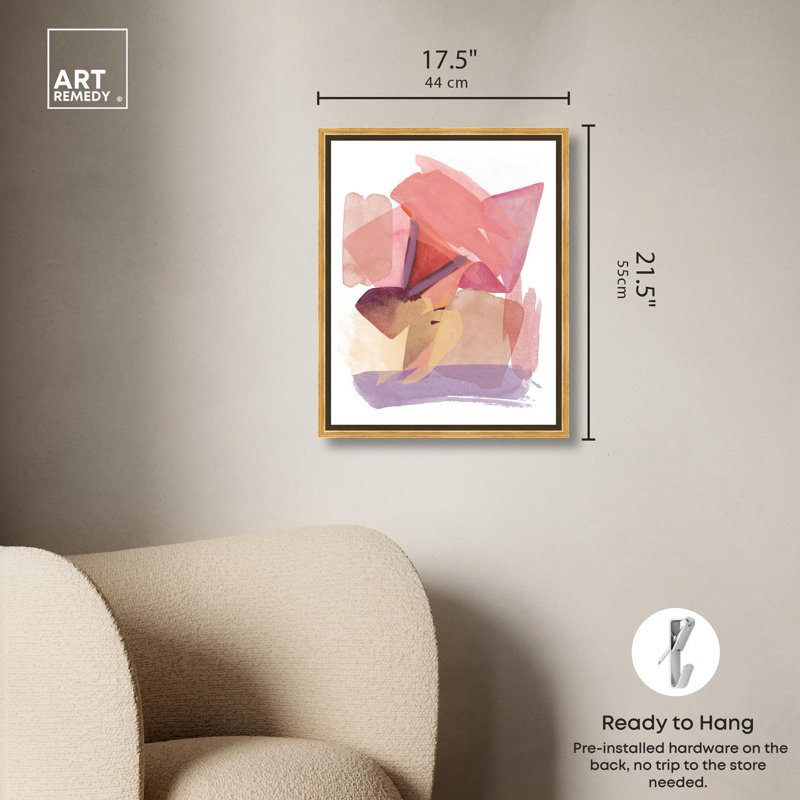 «My Today», Art abstrait, Cadre doré, H 21 po x l 17 po