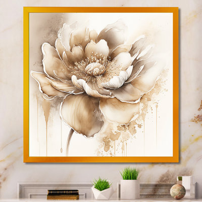 Blooming Beige Floral Design IV - Art mural sur toile floral et botanique