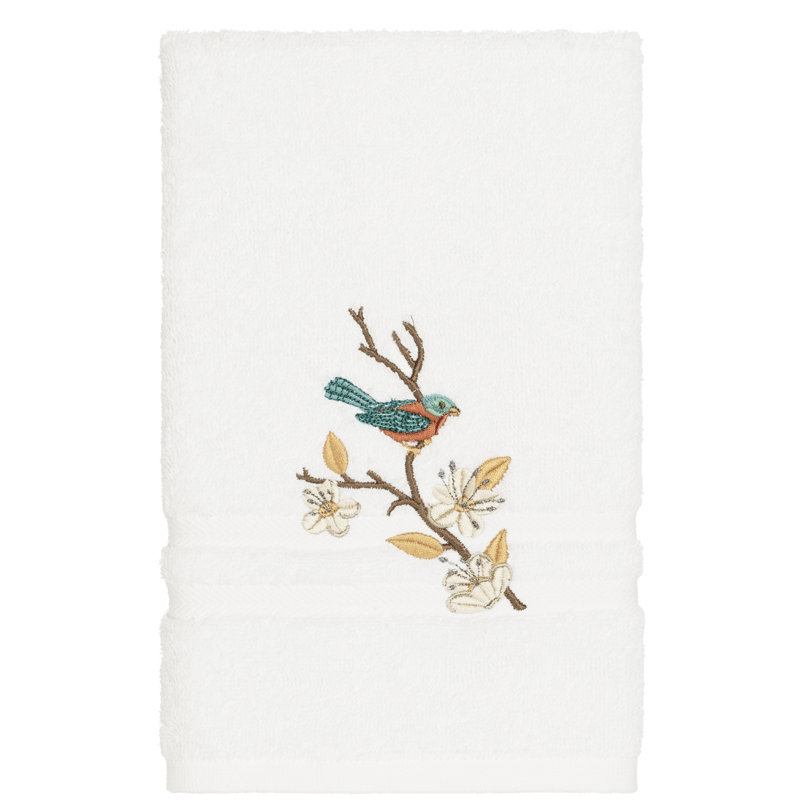 Spring Time Turkish Cotton Midweight Hand Towel, White