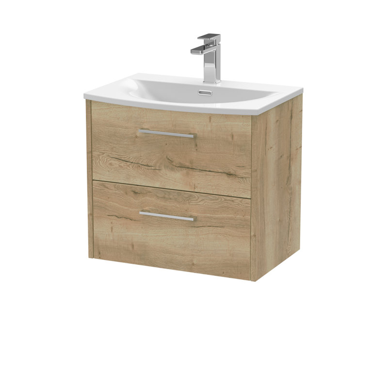 Juno 600mm Single Bathroom Vanity with Integrated Vitreous China Basin, Autumn Oak