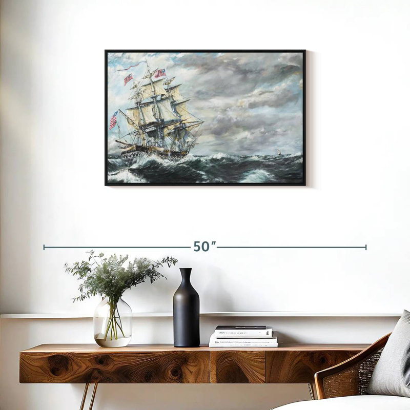 Tête de frégate USS Constitution pour frégate, Cadre flottant noir, 31 po x 21 po