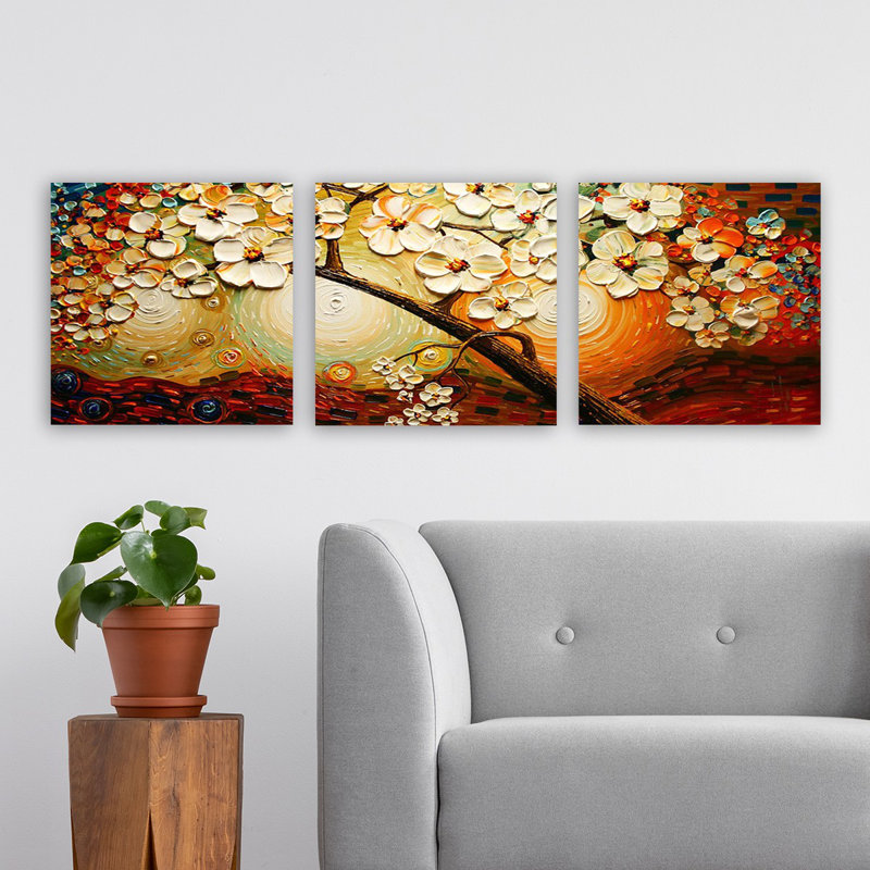 Superbe ensemble de peinture sur toile décorative (3 pièces), 100% toile, taille totale: 11,8 x 35,4 pouces | 100% cadre en bois, épaisseur: 1,2 po | Parfait pour le salon, la chambre à coucher et le bureau, collection d'art accrocheuse