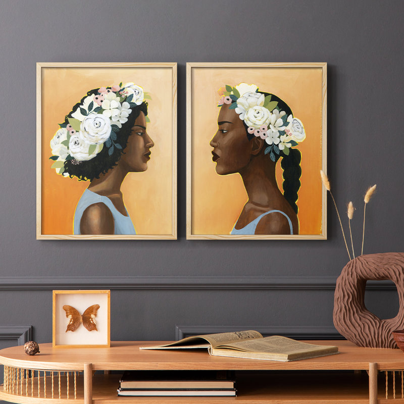 Reproduction encadrée Modern Laurel I-Premium - prête à être accrochée - aucun clou requis - aucun clou requis, Doré
