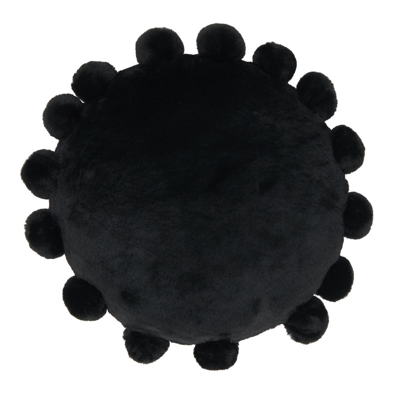 Coussin en polyester Faux Rabbit Fur Collection, Noir