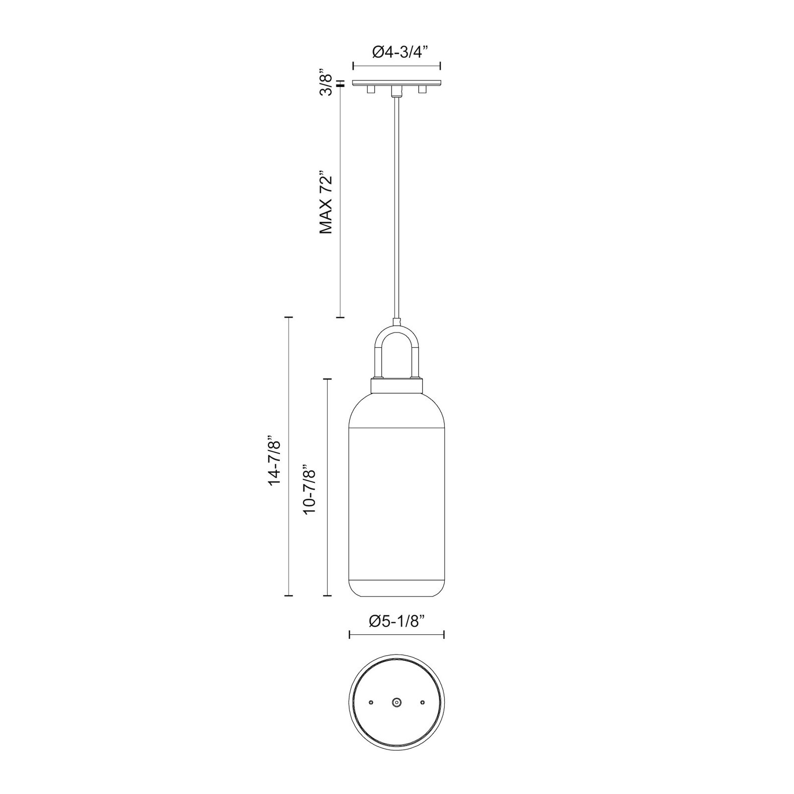 Minneapolis Single Light Glass Pendant, Copper, Brushed Nickel, 14.875" H x 5.125"W  x  5.125" D 