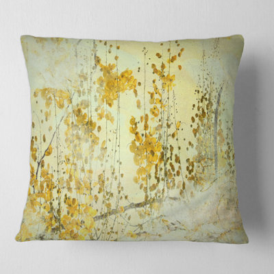 Yellow Flower Grunge Art Floral Pillow