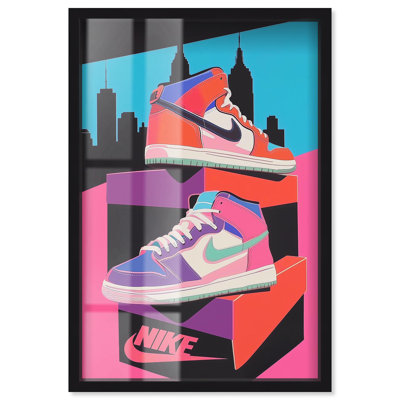 City Pop Sneakers Shadowbox Print Sneaker Wall Decor by Art Remedy