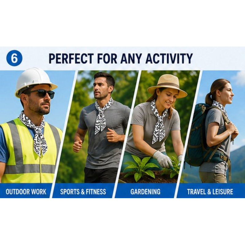 Cooling Tie in White | Red | Blue | Black | Sports & Fitness | Gardening | Outdoor Work, White
