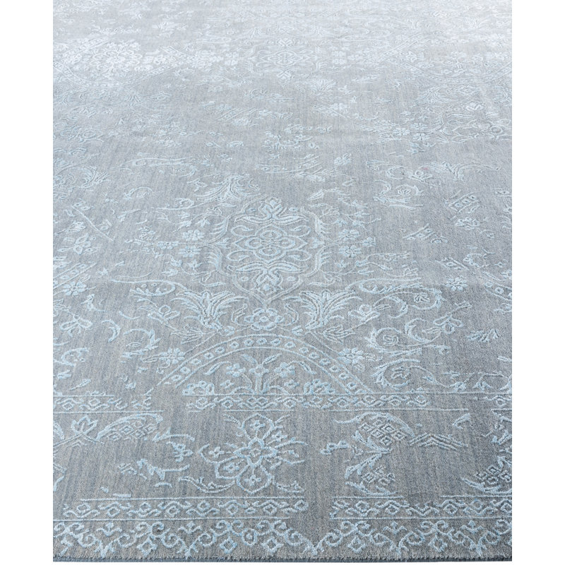 Tapis unique noué à la main gris Richey 9 pi 0 po x 12 pi 3 po