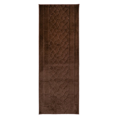 Antibacterial Soft Pile Anti Slip Indoor Runner Rug Volley Solid Brown Design for Hallway Stairway