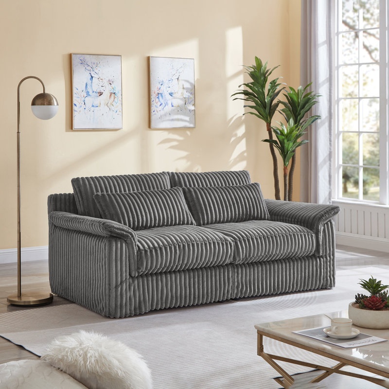 Canapé 74 po en velours côtelé 74 po Cloud, fauteuils modernes et confortables, canapé 2 places pour le salon, la chambre à coucher et les petits espaces, gris