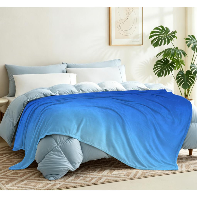 Jeté en flanelle de polaire bleue ultra douce, Jeté 50 po x 60 po