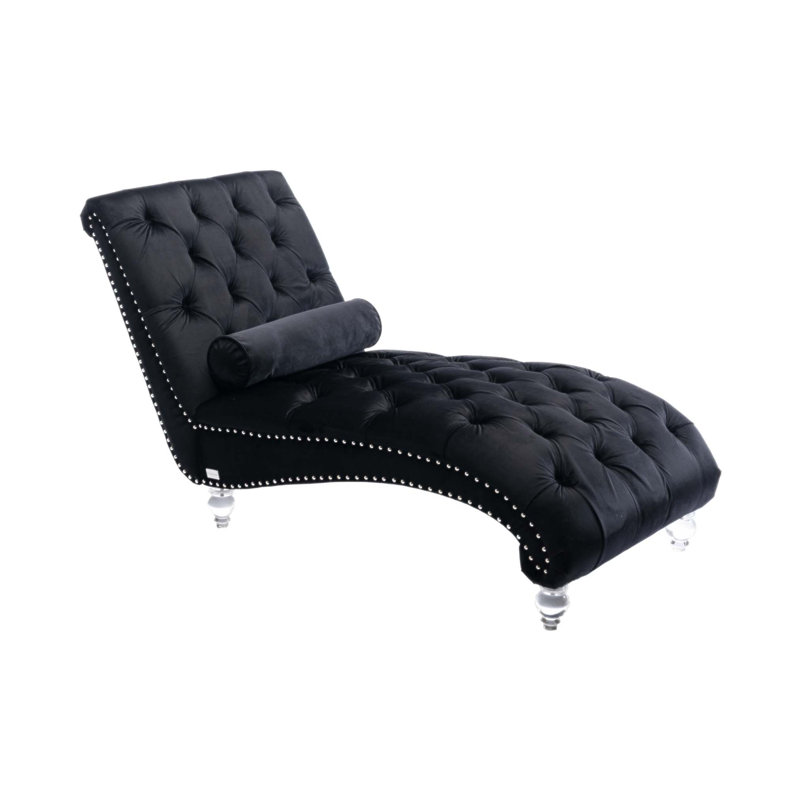 Chaise longue rembourrée Daria, Velours noir