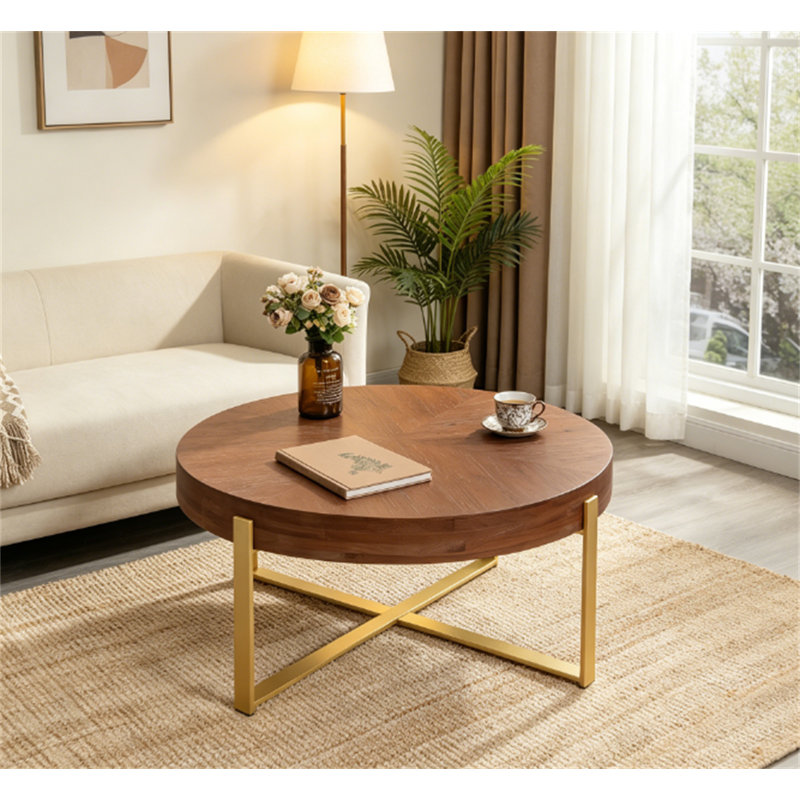 33.86"Modern Retro Splicing Round Coffee Table