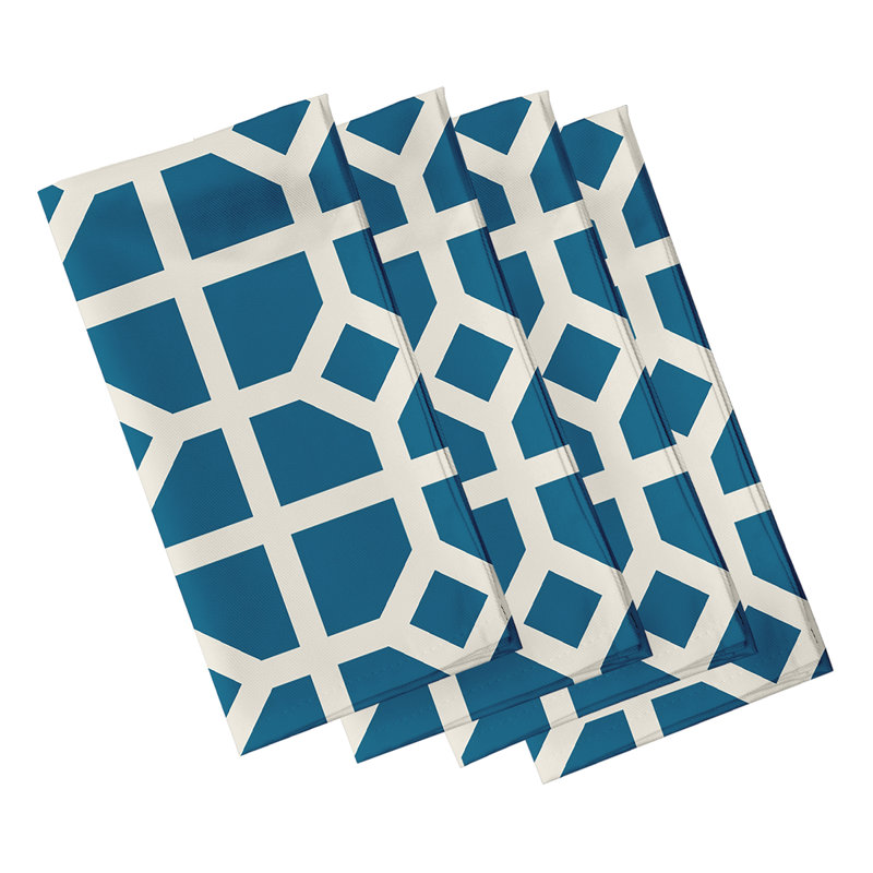 Polyester Geometric Square Napkin, 18" W x 18" L, Teal