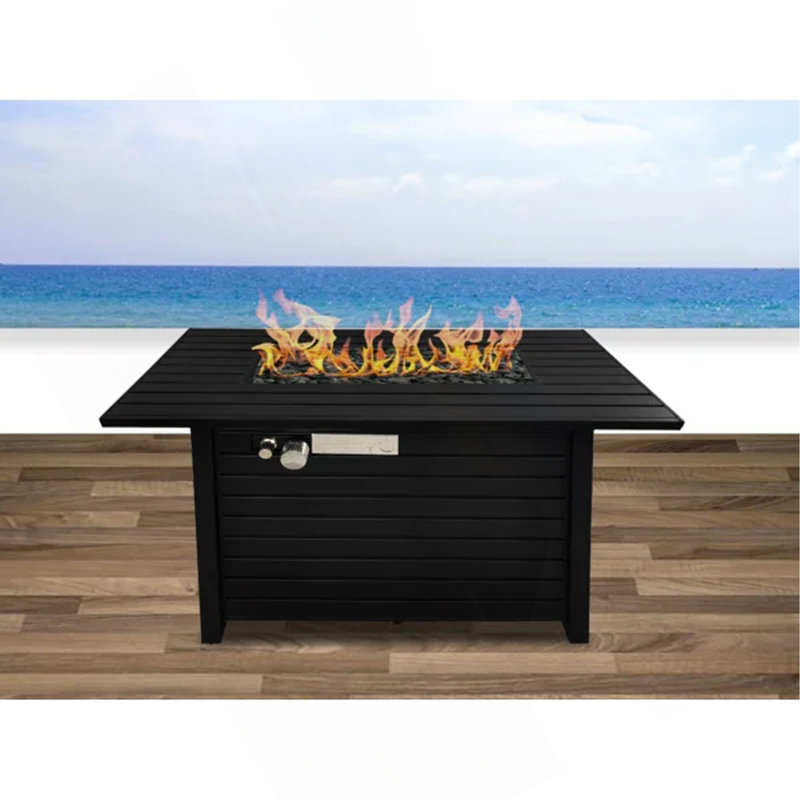25" H X 42" W Steel Outdoor Fire Pit Table With Lid
