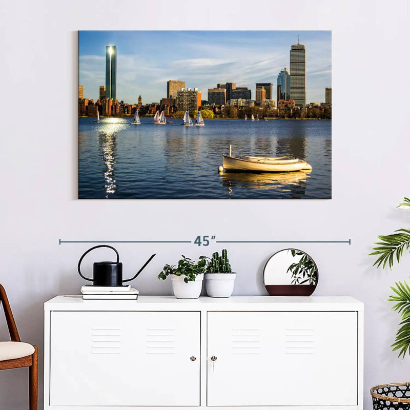 Busy Boston Harbor, 26" H x 39" W