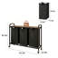 3 Removable Liners Laundry Hamper with Wheels, 3-Section Rolling Laundry Sorter Cart with Pull-Out Fabric Bags, Metal Frame Laundry Basket Organizer with Wood Top for Laundry Room
